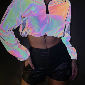 NEW1807 Reflecterend Cropped Windjack