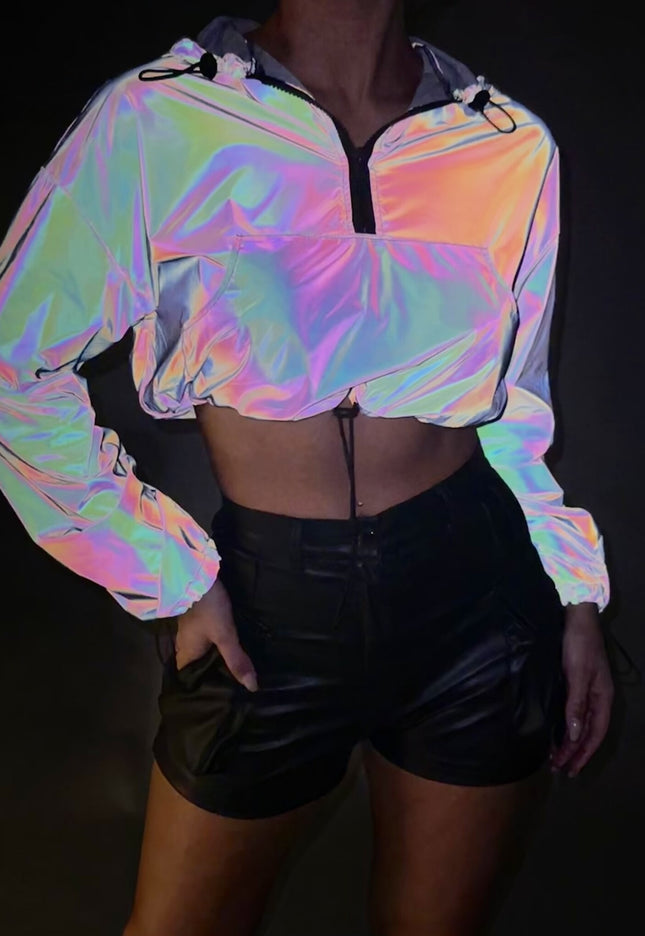 NEW1807 Reflecterend Cropped Windjack