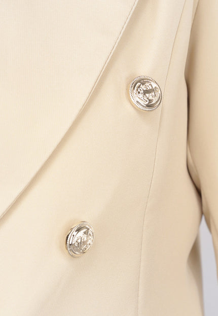 NEW1809 Beige Blazer met Knopen