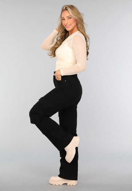 OP=OP.03.NL Beige Mesh Overslag Top met Voering