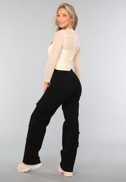 OP=OP.03.NL Beige Mesh Overslag Top met Voering