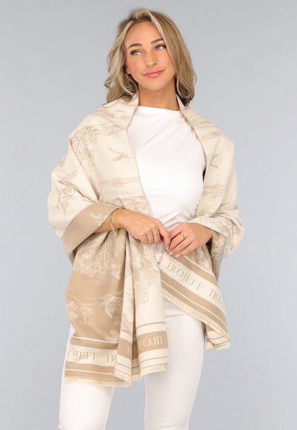 NEW1809 Beige Omslag Sjaal met Print