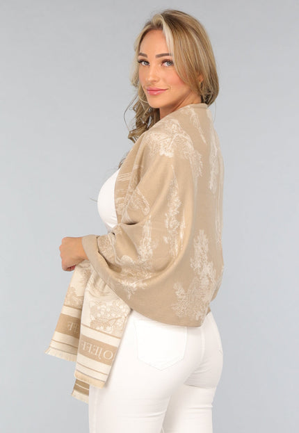 NEW1809 Beige Omslag Sjaal met Print