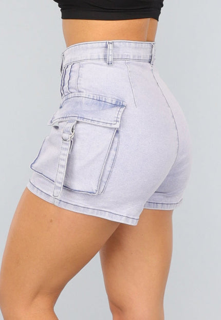 OP=OP.07.NL Blauwe Denim Cargo Short met Stretch