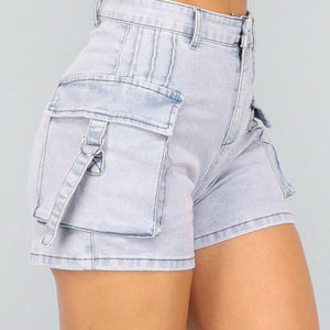 OP=OP.07.NL Blauwe Denim Cargo Short met Stretch