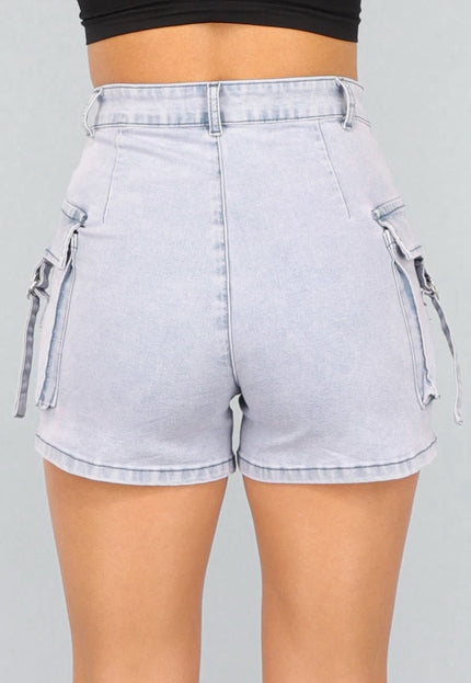 OP=OP.07.NL Blauwe Denim Cargo Short met Stretch