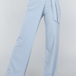 OP=OP.49.S Blauwe Wide Leg Pantalon met Strikdetail