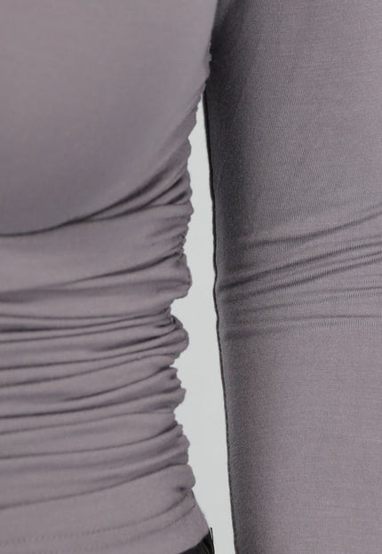 OP=OP.37.NL Grijze Geplooide One Shoulder Top