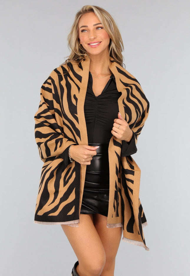 NEW1809 Grote Camel Zebra Print Sjaal