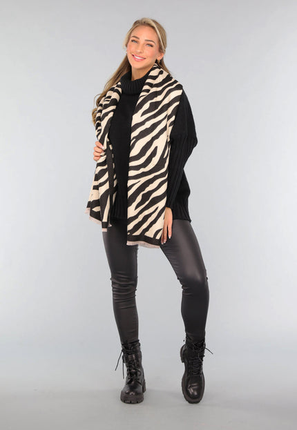 NEW1809 Grote Omslagdoek met Zebra Print in Beige
