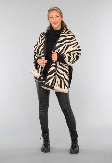 NEW1809 Grote Omslagdoek met Zebra Print in Beige