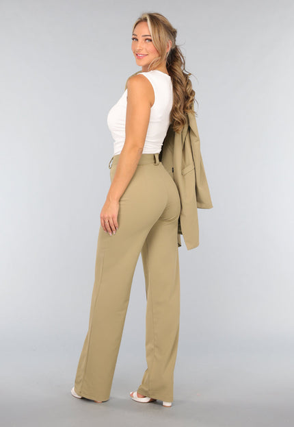 NEW1809 Khaki High Waist Stretch Pantalon