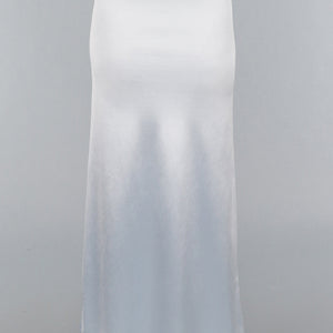 OP=OP.AV.12 Lange Lichtblauwe Satijnen Rok