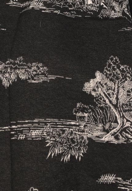 NEW1809 Omslagdoek met Print in Zwart