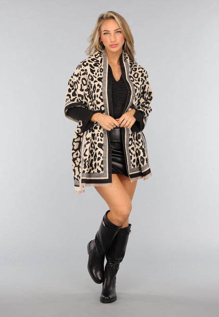 NEW1809 Panterprint Sjaal in Beige Kleur