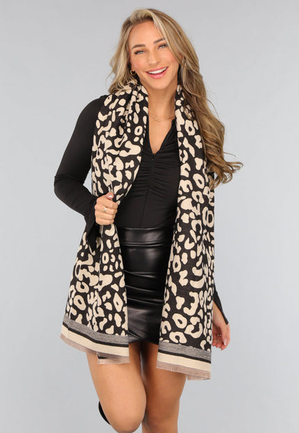 NEW1809 Panterprint Sjaal in Beige Kleur
