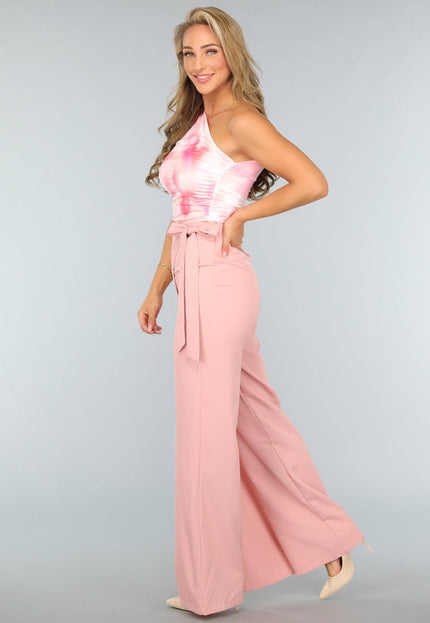 OP=OP.49.S Wide Leg Pantalon met Overslag in Oudroze