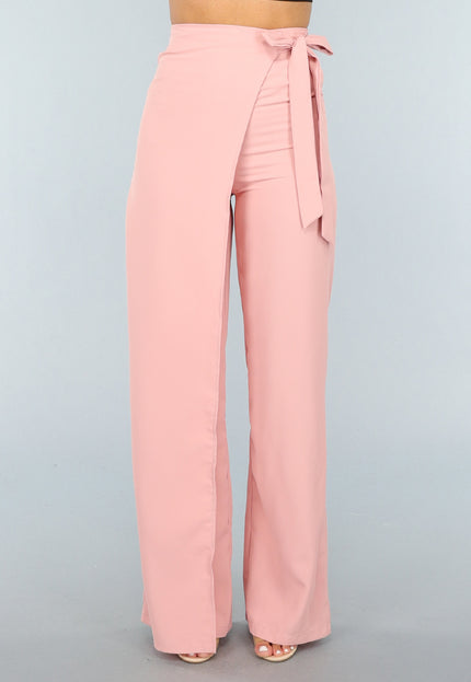 OP=OP.49.S Wide Leg Pantalon met Overslag in Oudroze