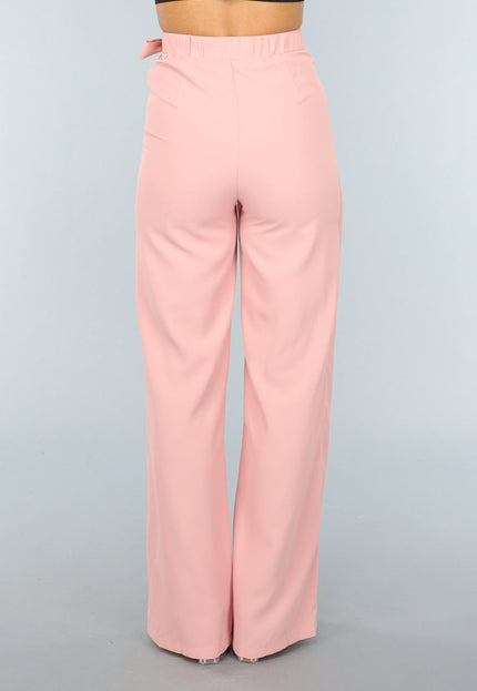 OP=OP.49.S Wide Leg Pantalon met Overslag in Oudroze