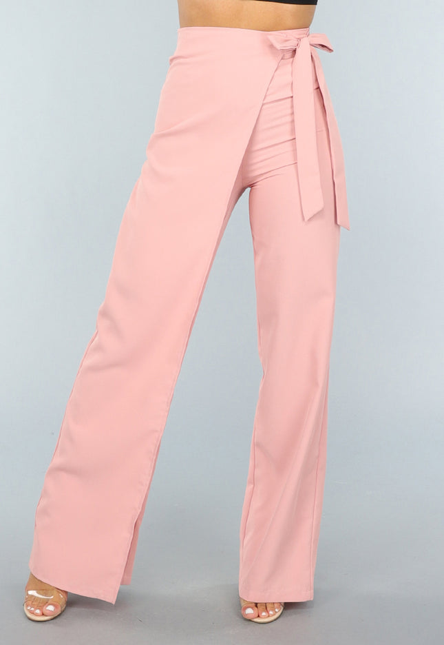 OP=OP.49.S Wide Leg Pantalon met Overslag in Oudroze