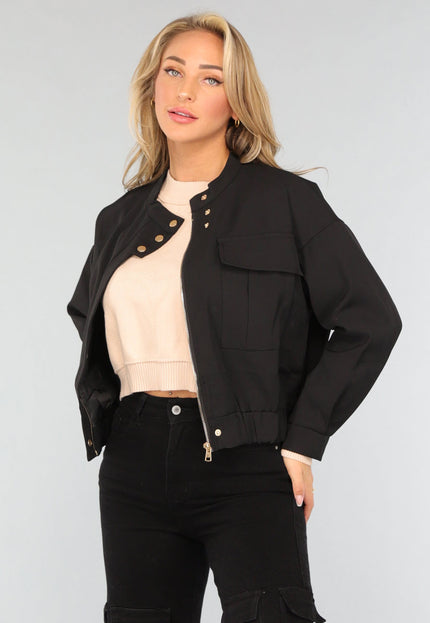 OP=OP.08.S Zwart Bomberjasje met Zak