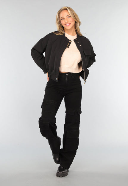 OP=OP.08.S Zwart Bomberjasje met Zak