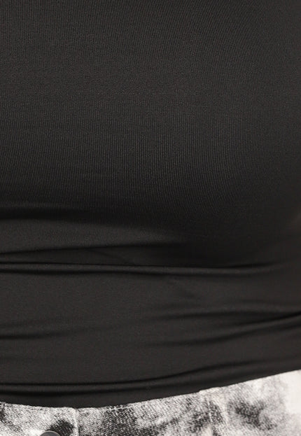 NEW1809 Zwarte Stretch Korte Mouwen Top