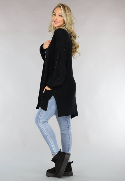 NEW1810 Basic Zwart Gebreid Vest