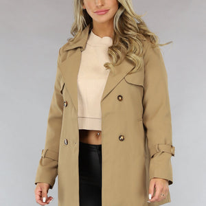 NEW1810 Camel Trenchcoat met Ceintuur