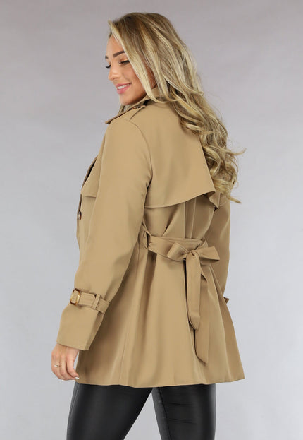 NEW1810 Camel Trenchcoat met Ceintuur