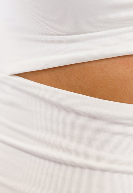 NEW1810 Geplooide Witte Bodycon jurk