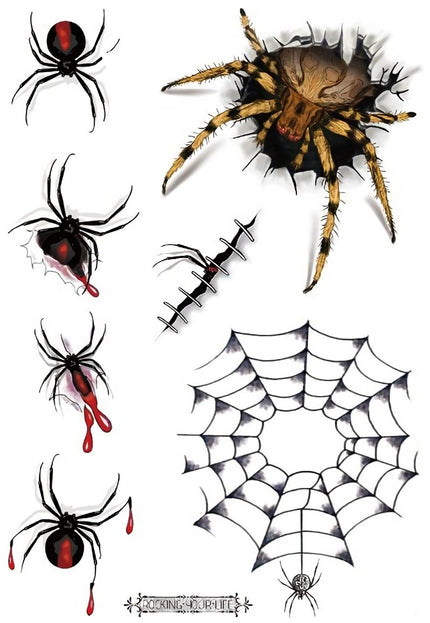 NEW1810 Griezelige Tijdelijke Tattoo van Spinnen