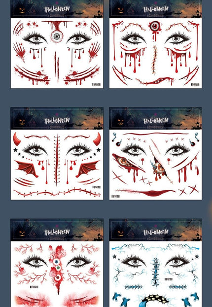 NEW1810 Halloween Tijdelijke Gezicht Tattoo