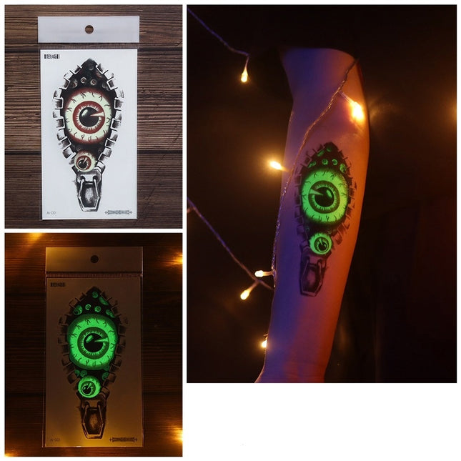 NEW1810 Lichtgevende Scary Tijdelijke Tattoo