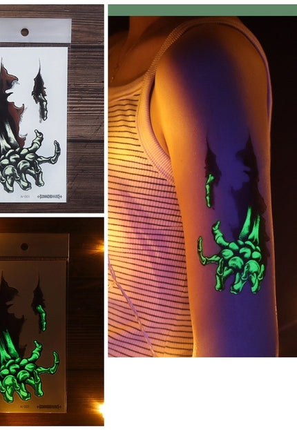 NEW1810 Lichtgevende Scary Tijdelijke Tattoo