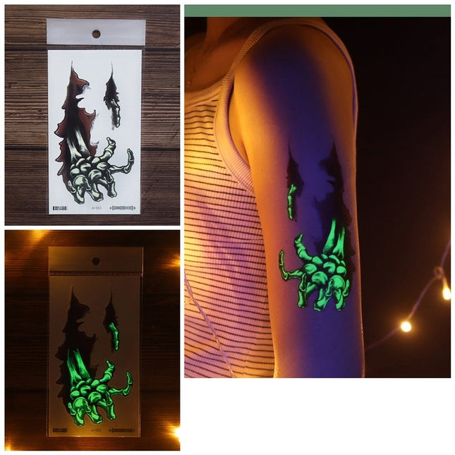 NEW1810 Lichtgevende Scary Tijdelijke Tattoo