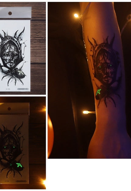 NEW1810 Lichtgevende Scary Tijdelijke Tattoo