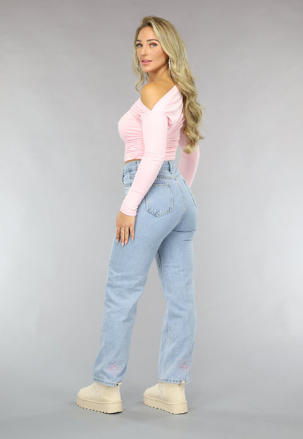 NEW1810 Lichtroze Geplooide Stretch Top