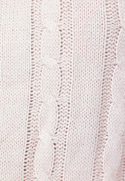 NEW1810 Oudroze Kabeltrui met Omgeslagen Col