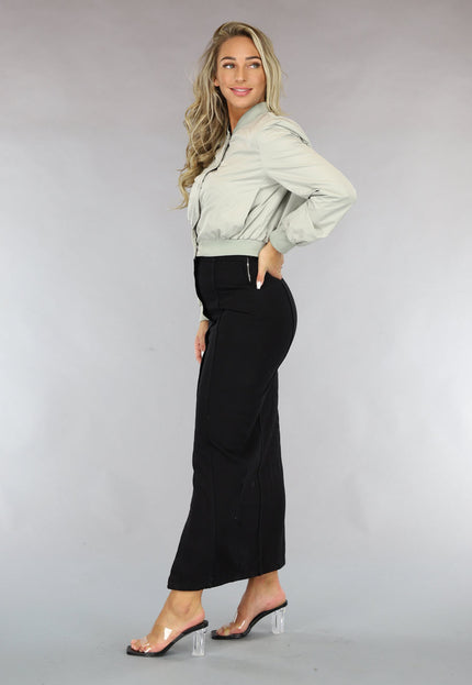 NEW1810 Salie Groene Cropped Bomber Jacket