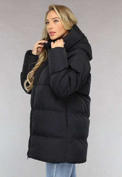WINTER Zwarte Puffer Jas met Afritsbare Capuchon