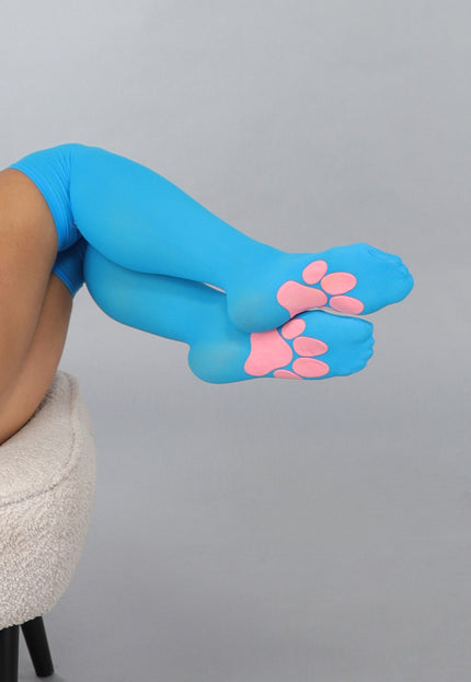 NEW1812 Hoge Blauwe Kousen met Antislip Pootafdrukken