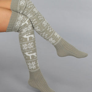 NEW1812 Khaki Hoge Warme Kerst Sokken