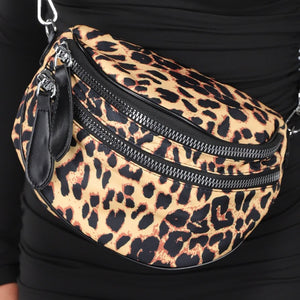NEW1812 Panterprint Crossbody Tas met Ritsen