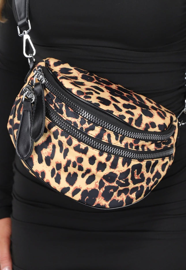 NEW1812 Panterprint Crossbody Tas met Ritsen