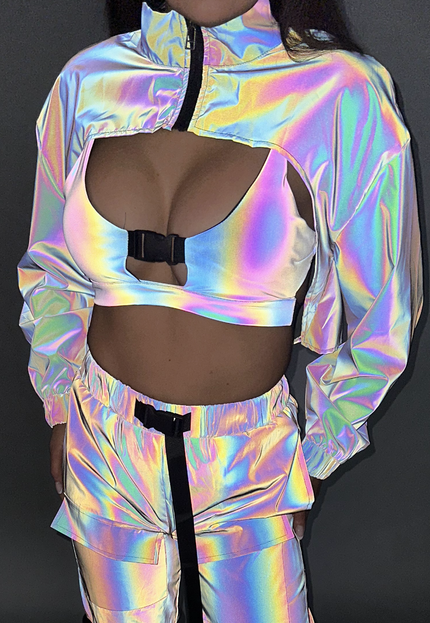 NEW1812 Reflecterende Bolero met Cape Look