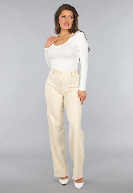 OP=OP.44.NL Witte Stretch Top met Brede Hals