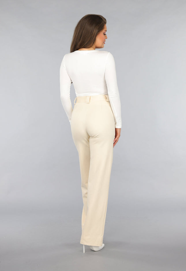 OP=OP.44.NL Witte Stretch Top met Brede Hals