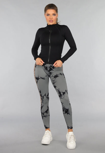 NEW1812 Yoga Legging met Cut Outs en Gevlekte Print