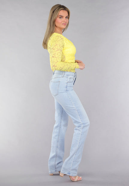 NEW190225 Gele Kanten Bodysuit met Padding